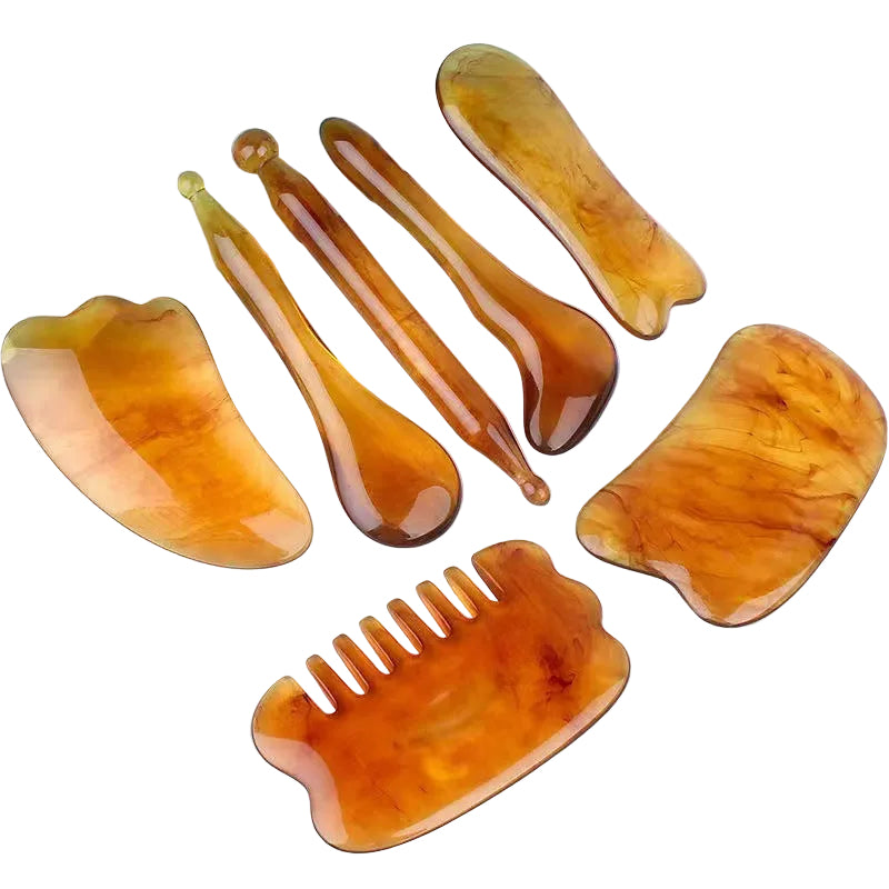Gua Sha Set for Body and Facial Massage - 7 Piece Set