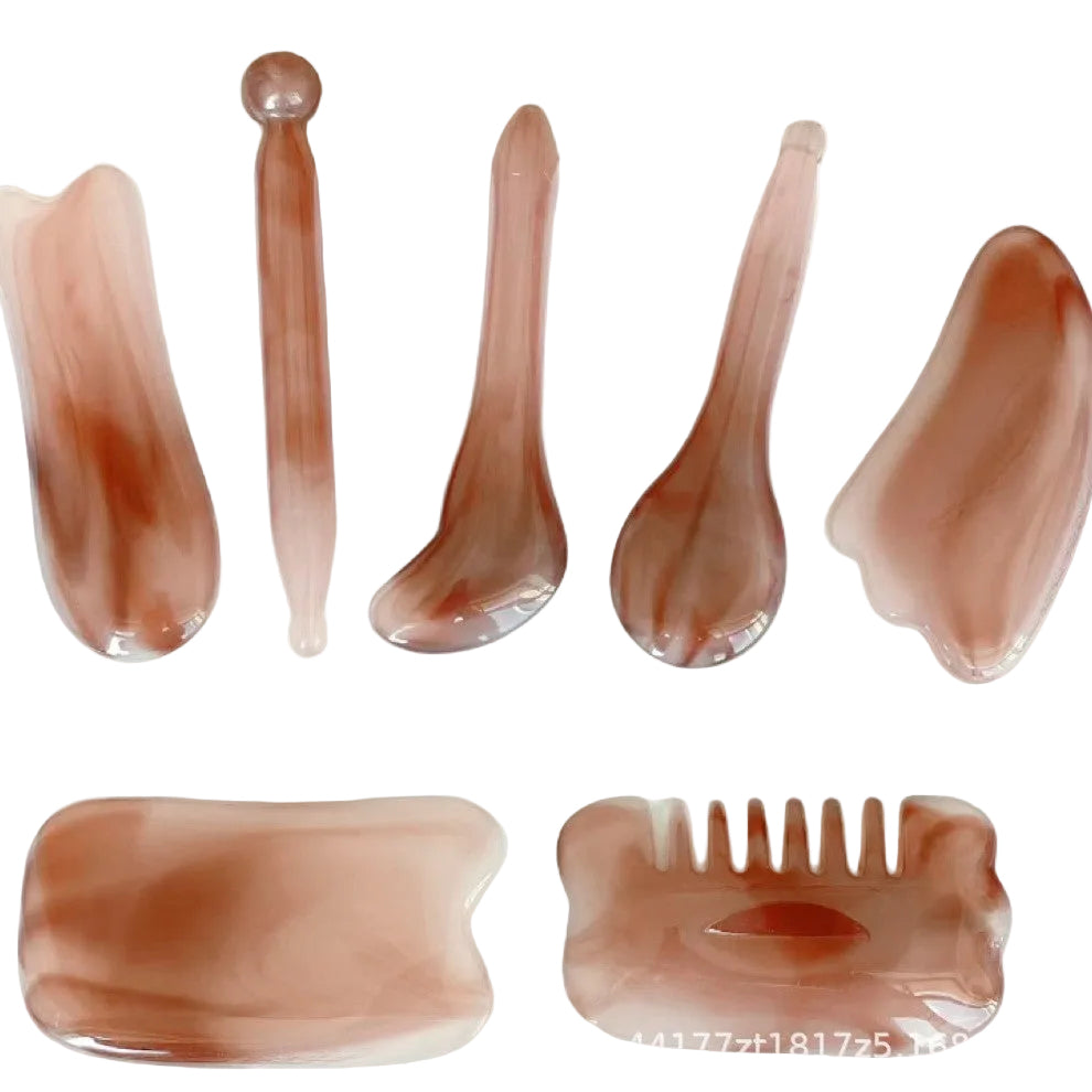 Gua Sha Set for Body and Facial Massage - 7 Piece Set